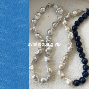lapis lazuli, big baroque pearl necklace