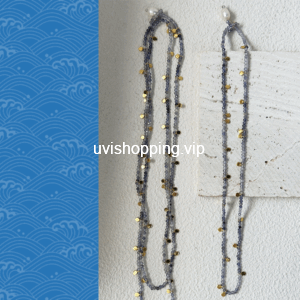 natural gemstone blue cyan gold long necklace