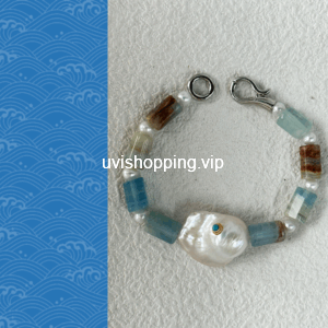 blue turquoise big baroque pearl bracelet